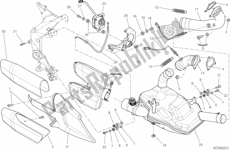Todas as partes de Sistema De Exaustão do Ducati Multistrada 1200 ABS 2013